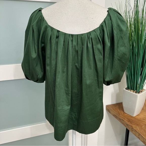 REBECCA TAYLOR Tulip Sleeve Babydoll Top SZ 6 Green Designer Scoopneck READ - Picture 9 of 10